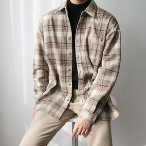 Realtakai‎ RT NO. 2811 Woolen Plaid Shirt Brown 2X NWT IN PACKAGE